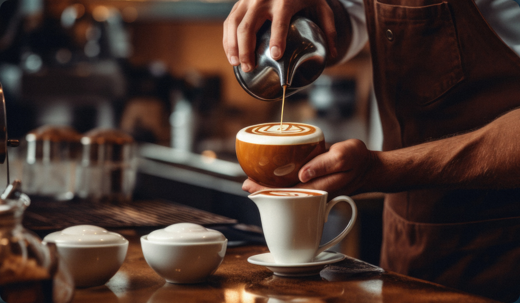 Barista pouring latte art