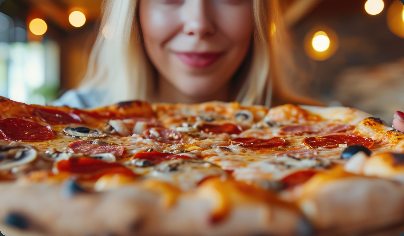 Pepperoni and mushroom pizza